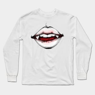 Red Vampire Teeth Halloween Long Sleeve T-Shirt